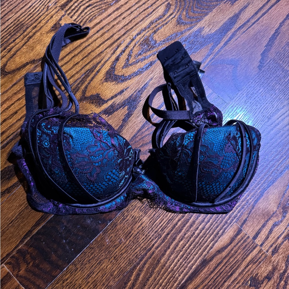 Honey Birdette Black and Purple Lace Bra